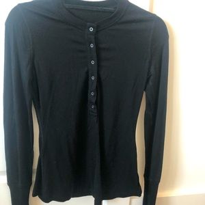 lululemon black button-up long sleeve, merino wool, size 6